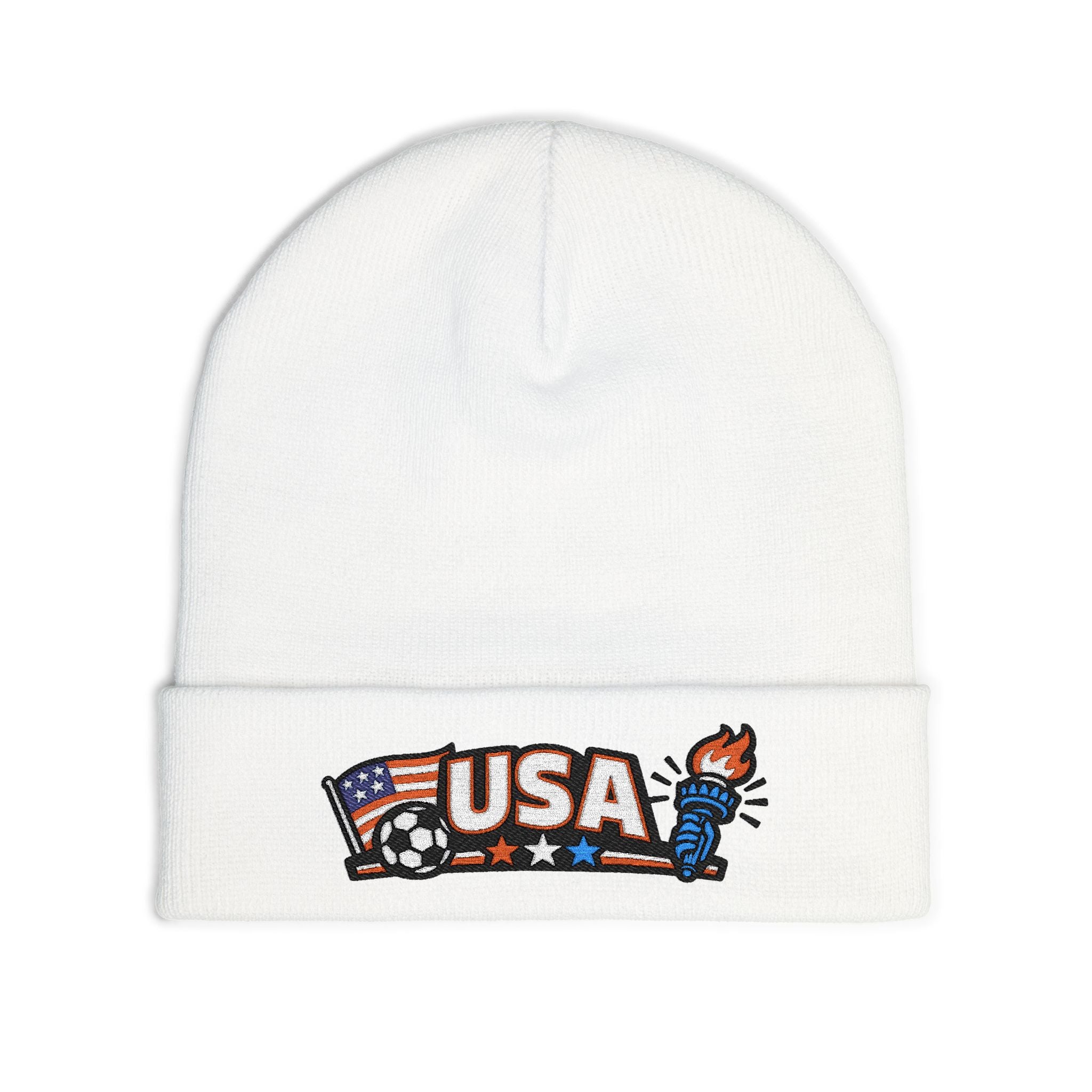 USA World Cup 2026 Beanie – Embroidered Soccer Fan Knit Hat | Liberty & Flag Design