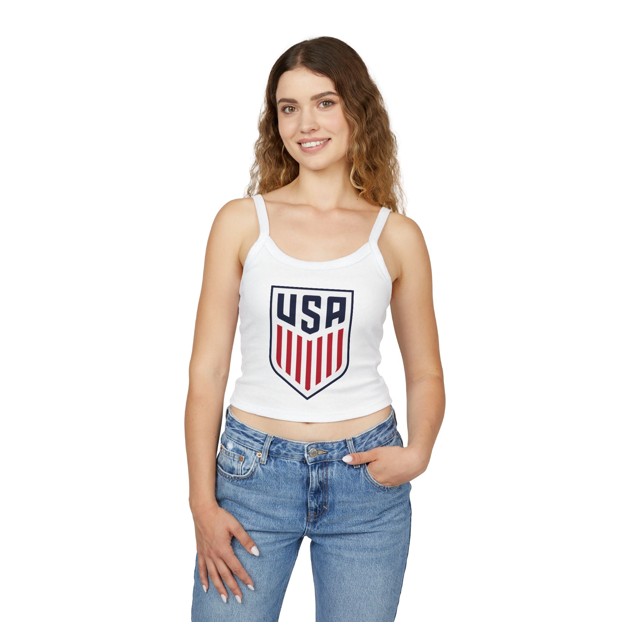 USA Soccer Crop Tank Top – Women's Spaghetti Strap | World Cup 2026 Fan Shirt