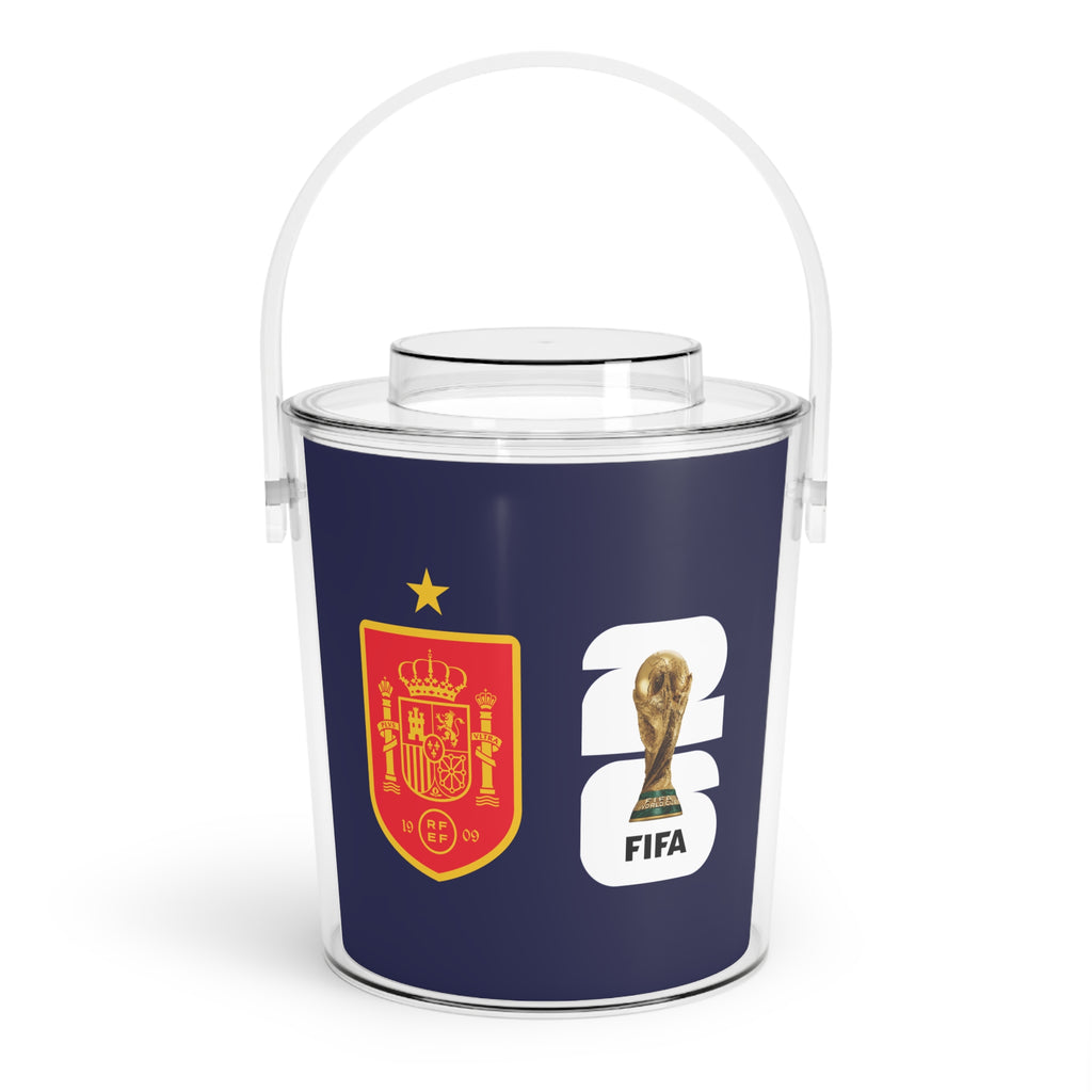 SPAIN · FIFA World Cup 2026 Ice Bucket | Fan Party Cooler with Tongs | Soccer Watch Party Essential