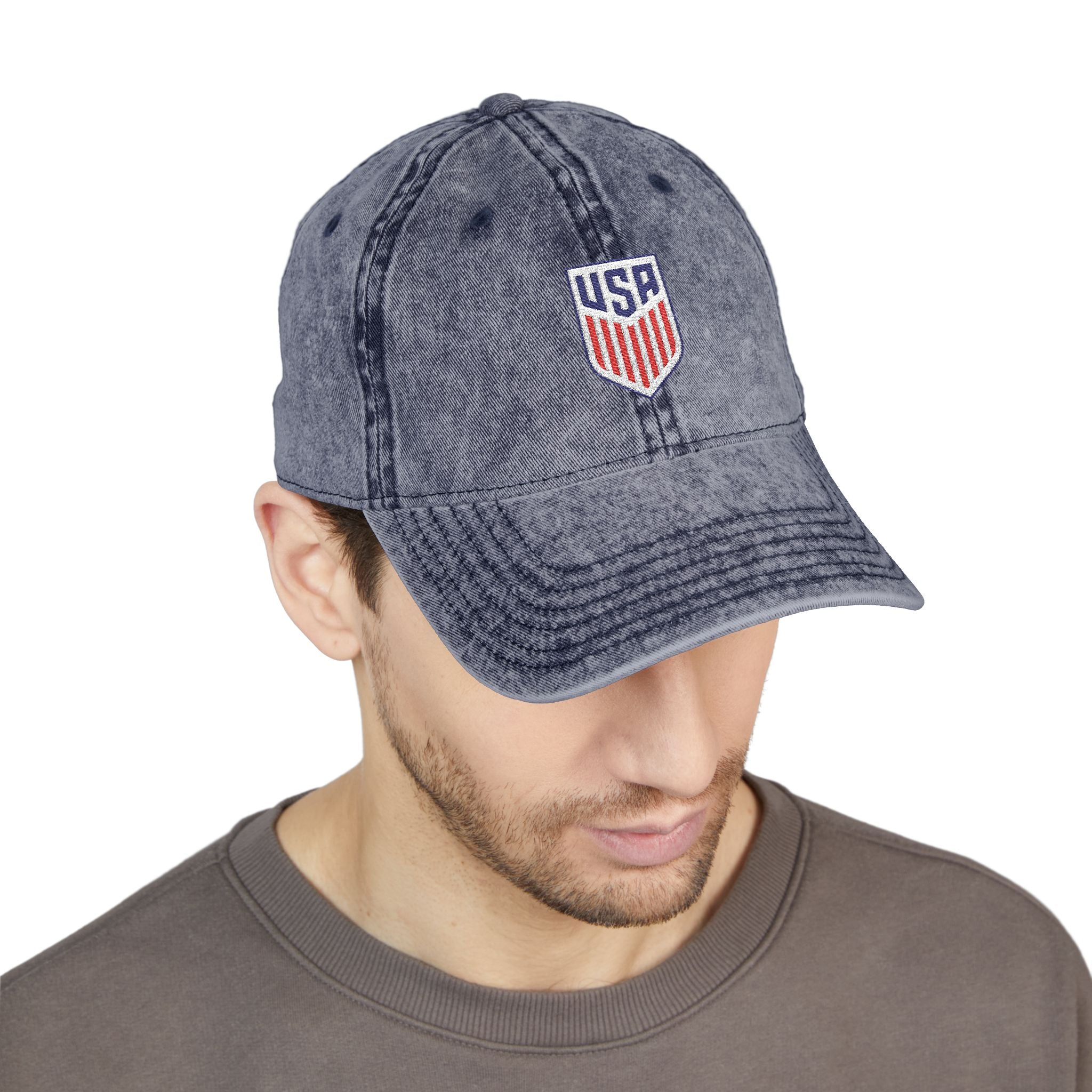 USA World Cup 2026 Vintage Baseball Cap – Embroidered Soccer Crest | Washed Dad Hat