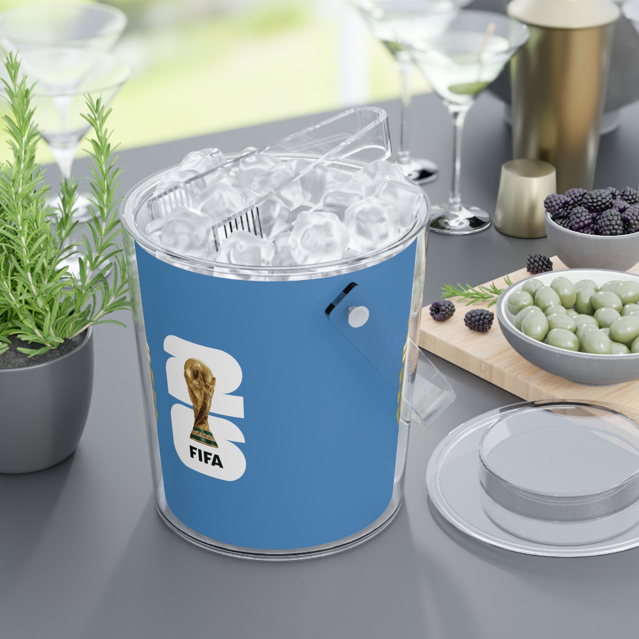 ARGENTINA · FIFA World Cup 2026 Ice Bucket | Fan Party Cooler with Tongs | Soccer Watch Party Essential