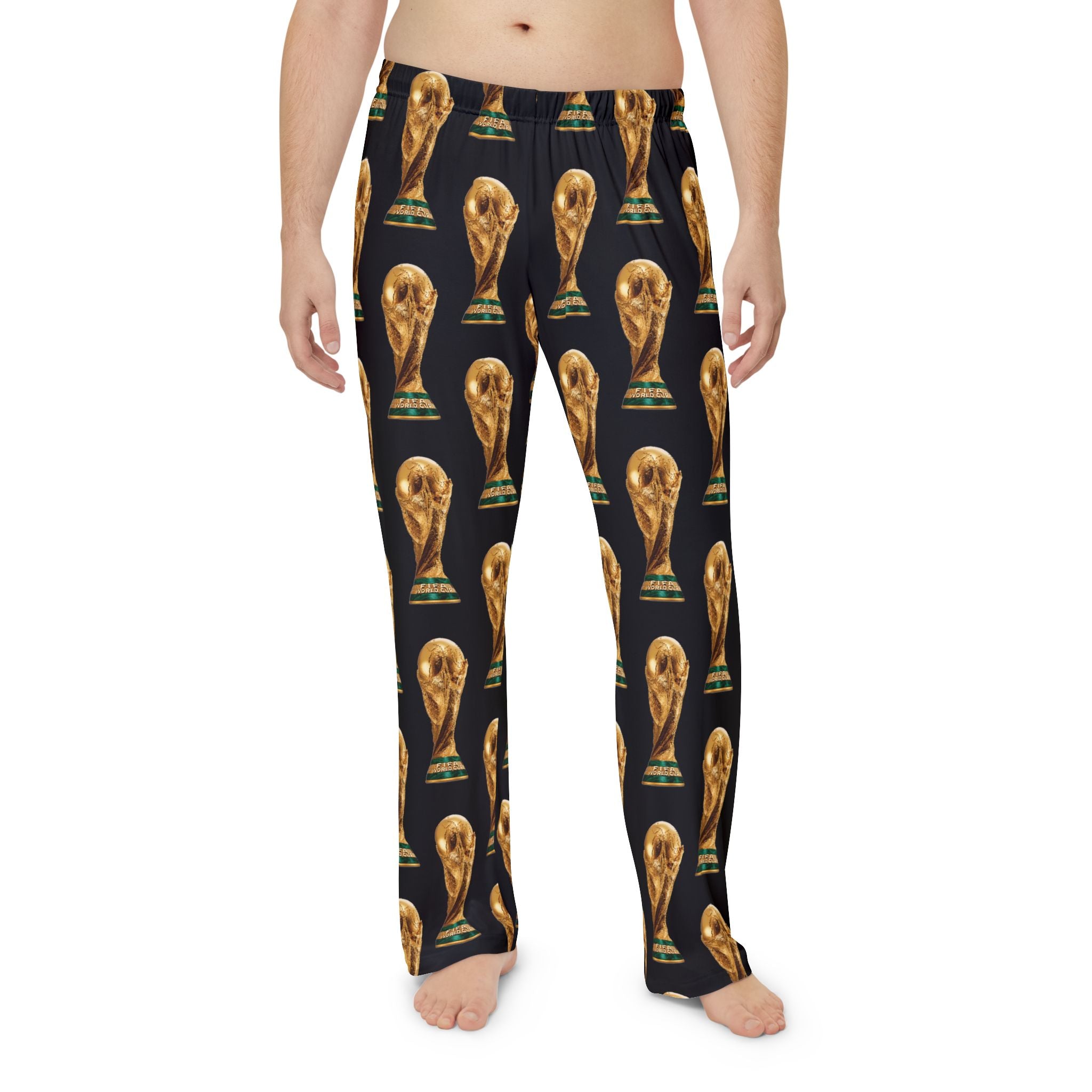 Men's World Cup Trophy Pajama Pants · Soccer Football Fan Sleepwear | All-Over Print Lounge Bottoms | Game-Day Gift