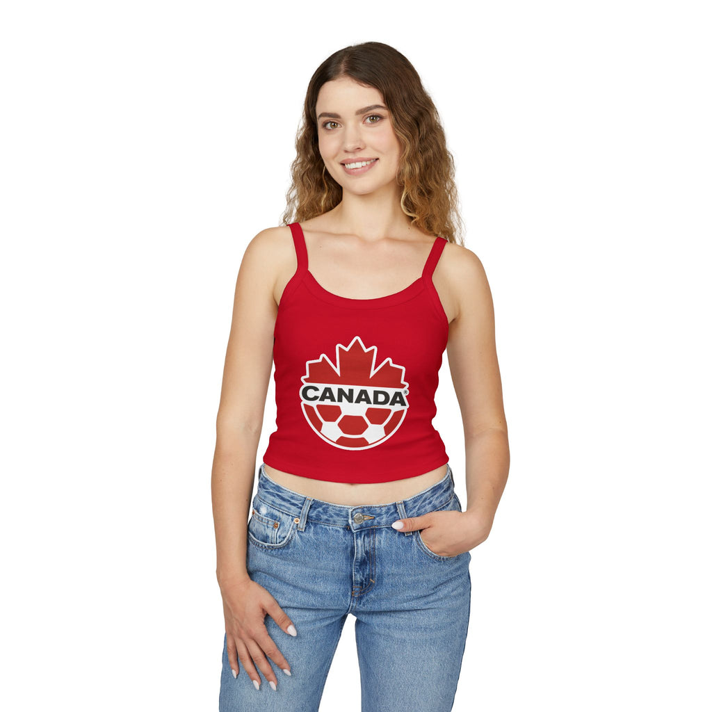 CANADA Soccer Crop Tank Top – Women's Spaghetti Strap | World Cup 2026 Fan Shirt