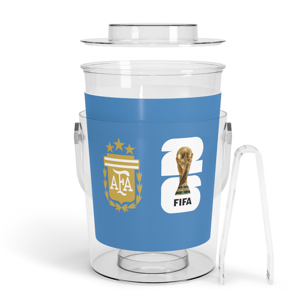 ARGENTINA · FIFA World Cup 2026 Ice Bucket | Fan Party Cooler with Tongs | Soccer Watch Party Essential