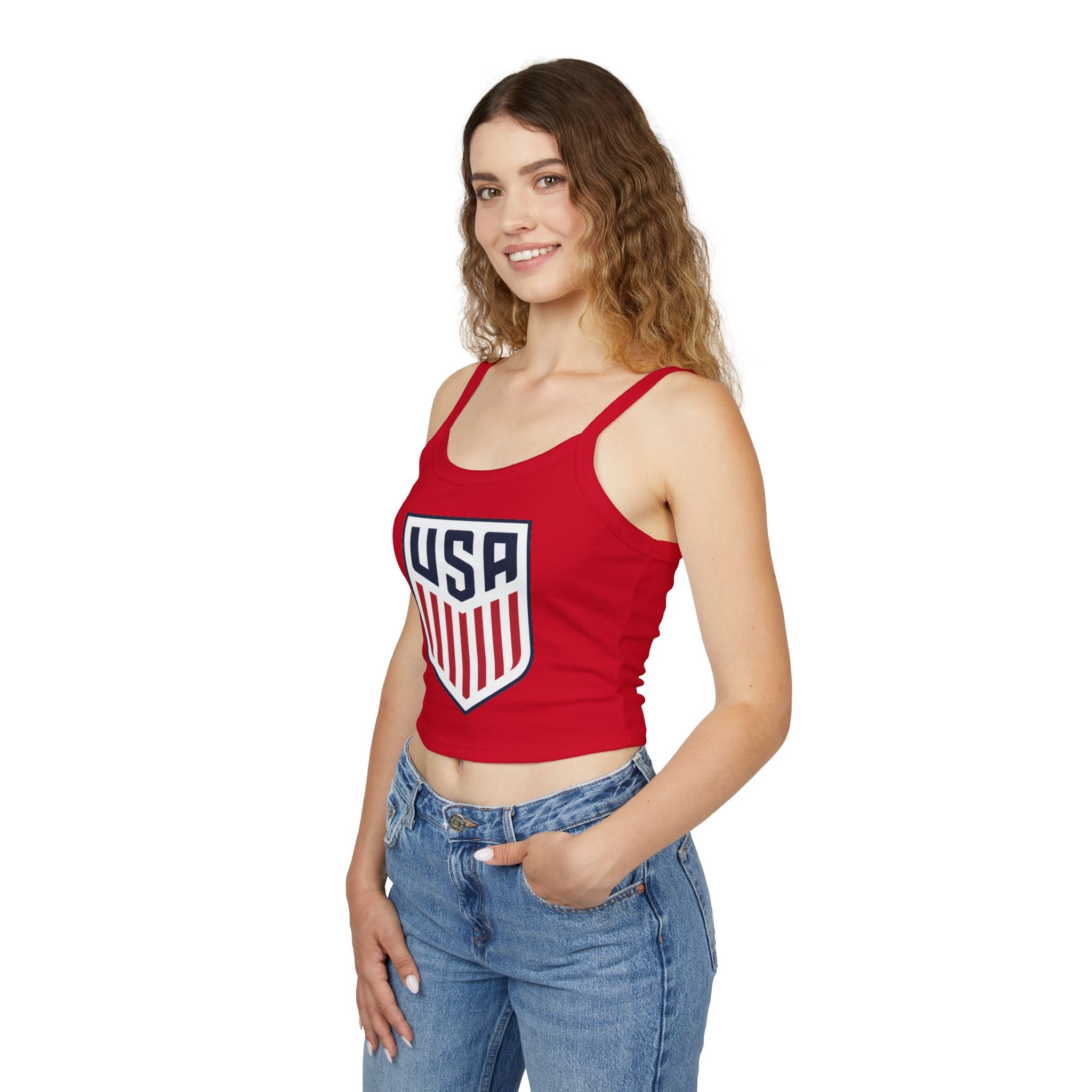 USA Soccer Crop Tank Top – Women's Spaghetti Strap | World Cup 2026 Fan Shirt