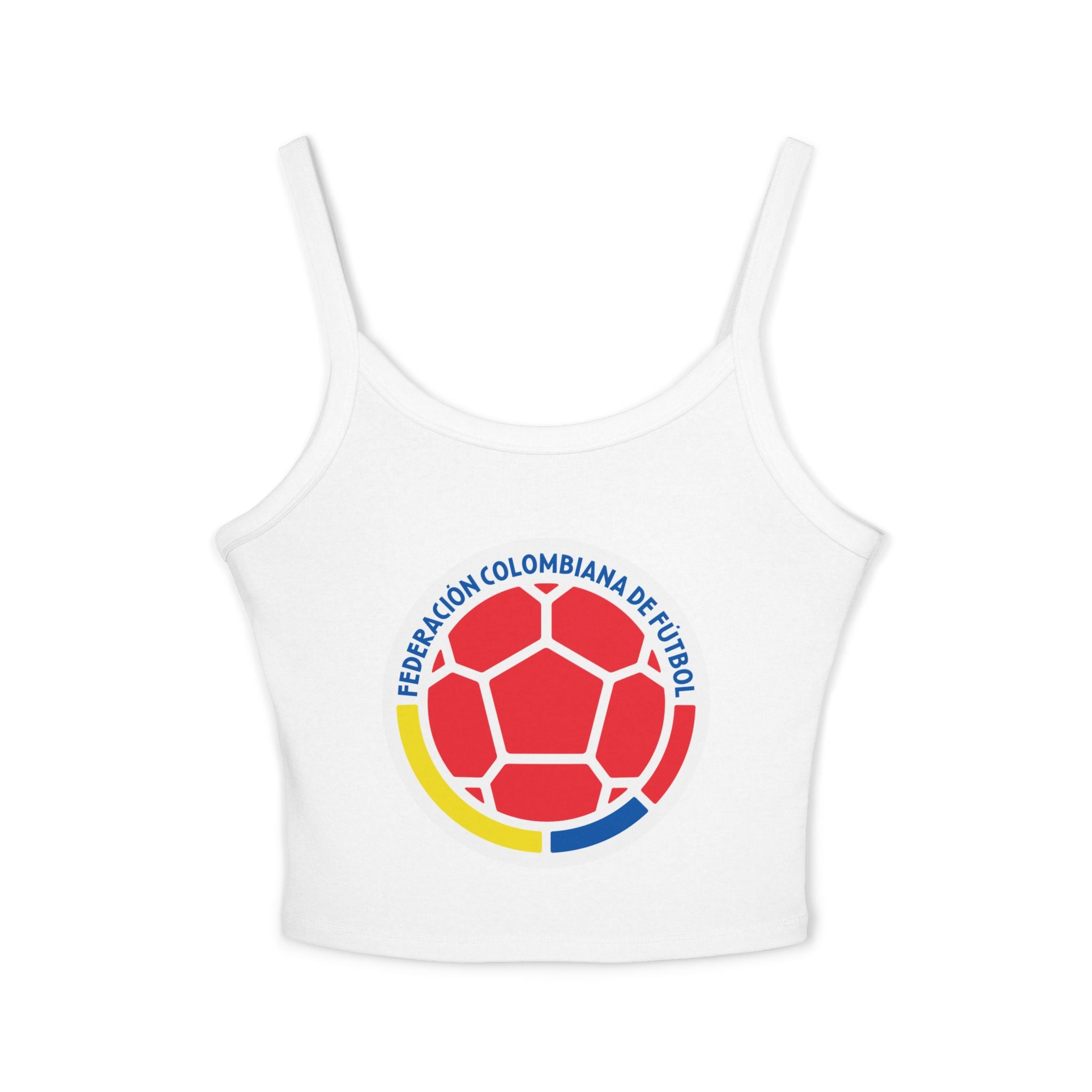 COLOMBIA Soccer Crop Tank Top – Women's Spaghetti Strap | World Cup 2026 Fan Shirt