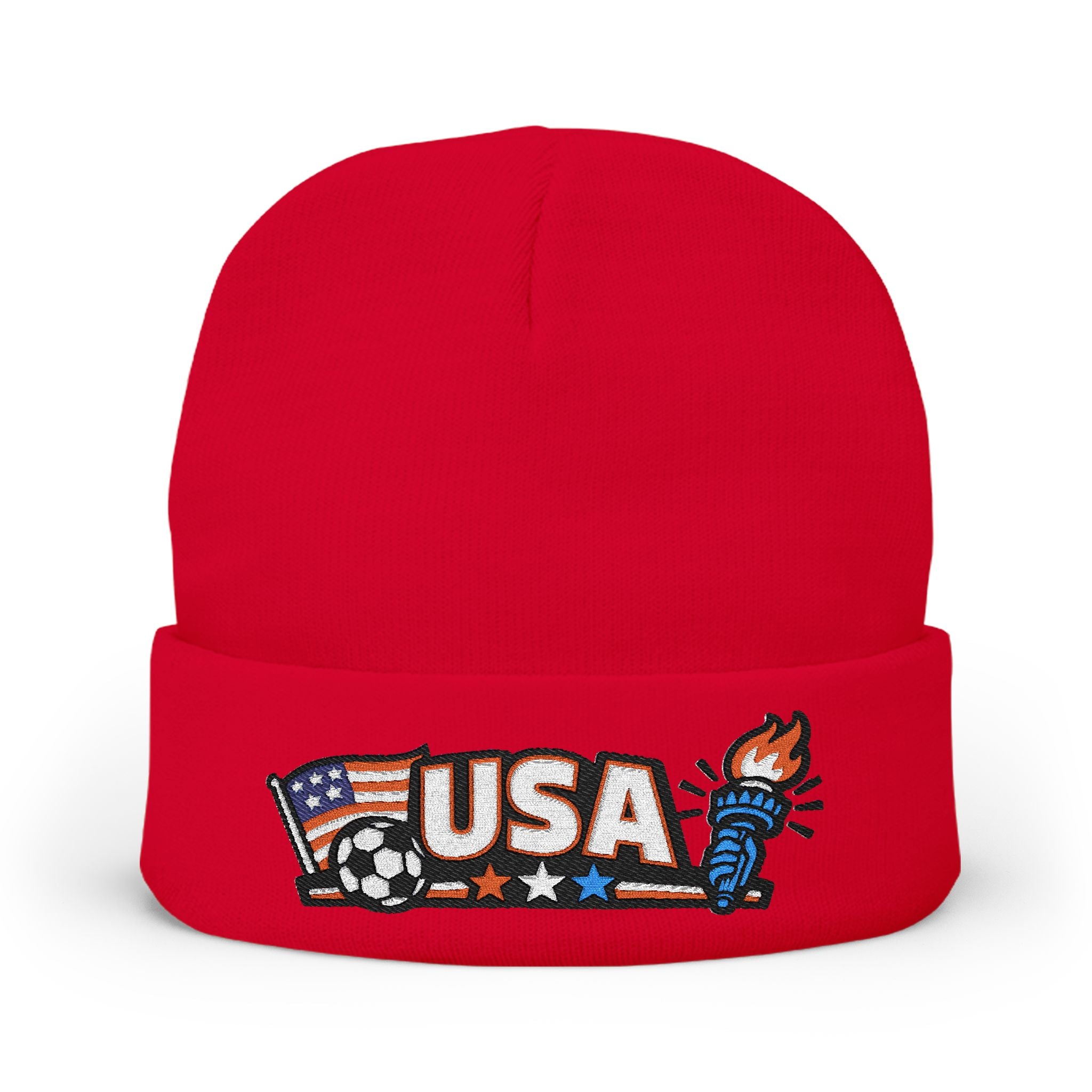USA World Cup 2026 Beanie – Embroidered Soccer Fan Knit Hat | Liberty & Flag Design