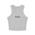 Born to Love the Game Racer Tank — Women's Soccer Football Field Crop Top