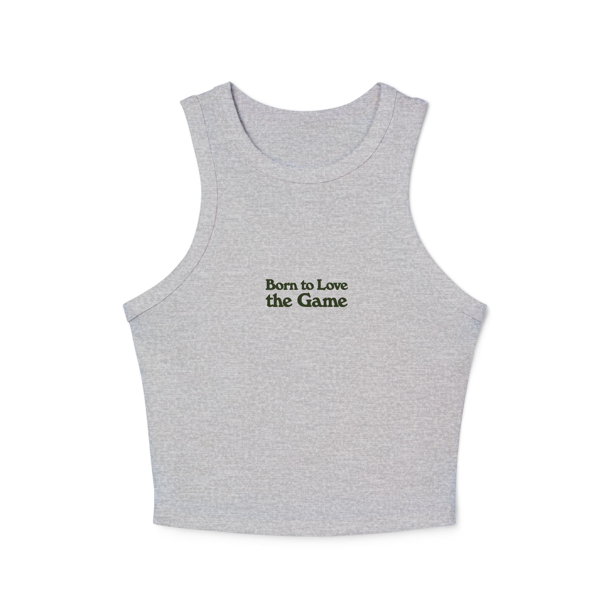 Born to Love the Game Racer Tank — Women's Soccer Football Field Crop Top