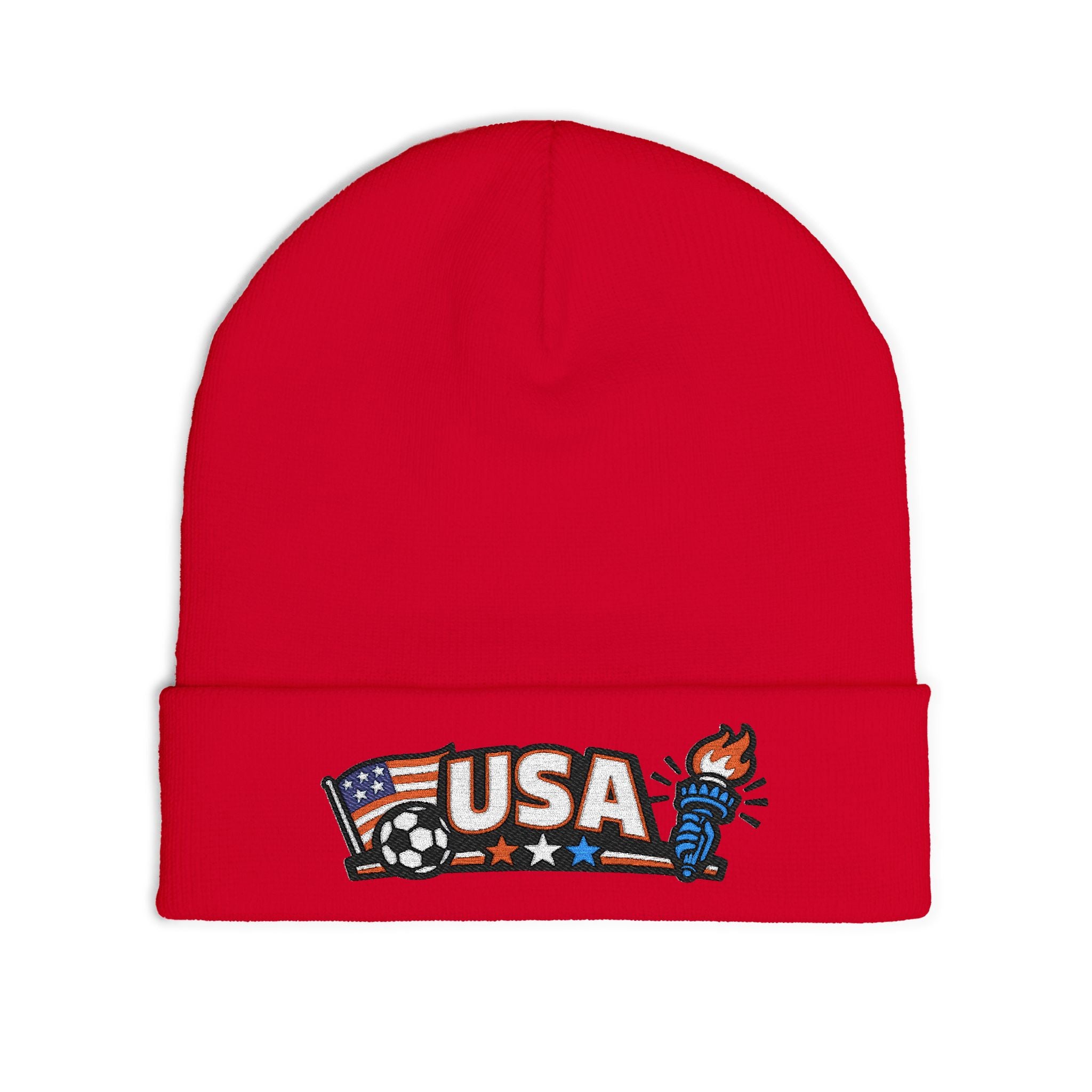 USA World Cup 2026 Beanie – Embroidered Soccer Fan Knit Hat | Liberty & Flag Design