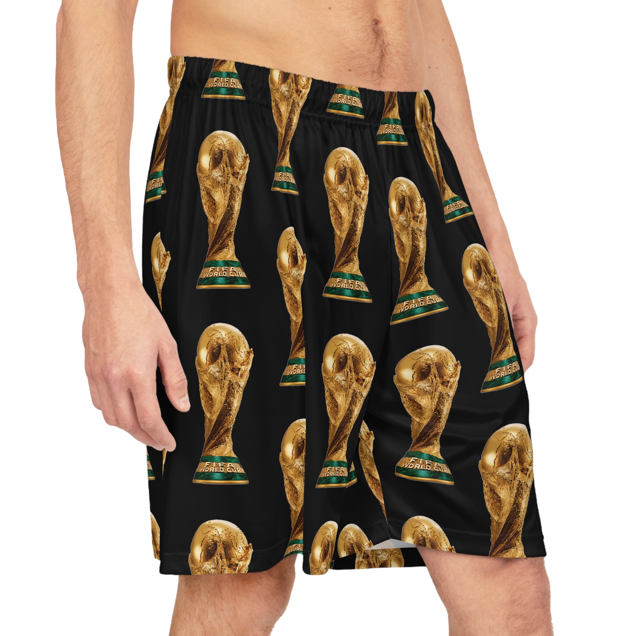 World Cup 2026 Trophy Shorts · Men's Soccer Athletic Mesh Shorts | All-Over Print | Game-Day Fan Gear