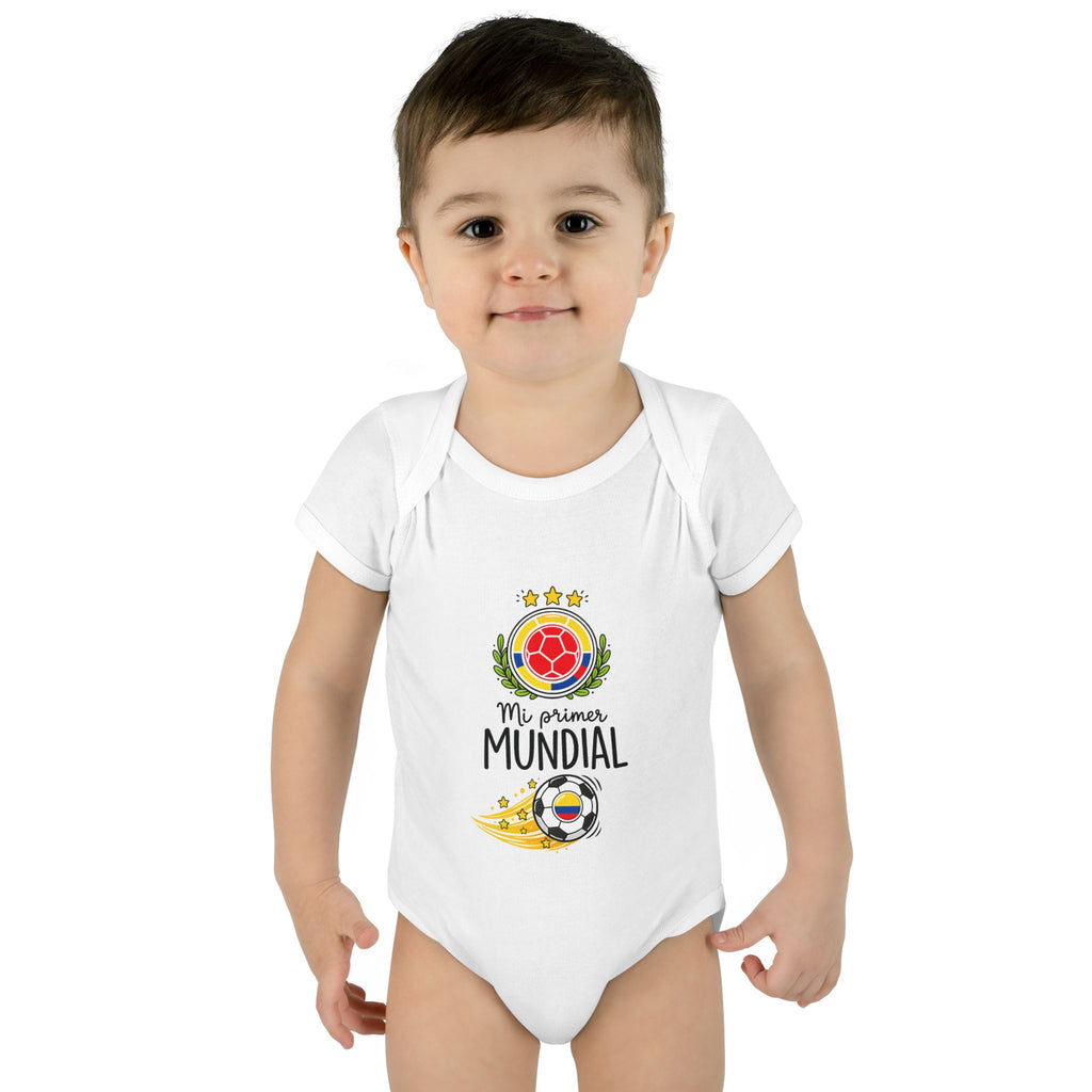COLOMBIA Baby Onesie "Mi Primer Mundial" – World Cup 2026 Infant Bodysuit | Soccer Baby Gift
