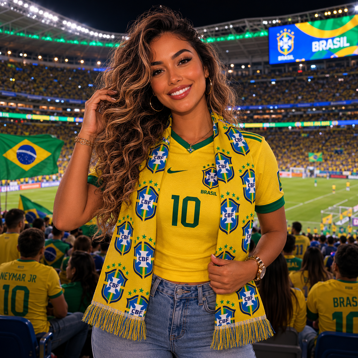 BRAZIL · FIFA World Cup 2026 Scarf | Lightweight Fan Scarf | Soccer Supporter Accessory