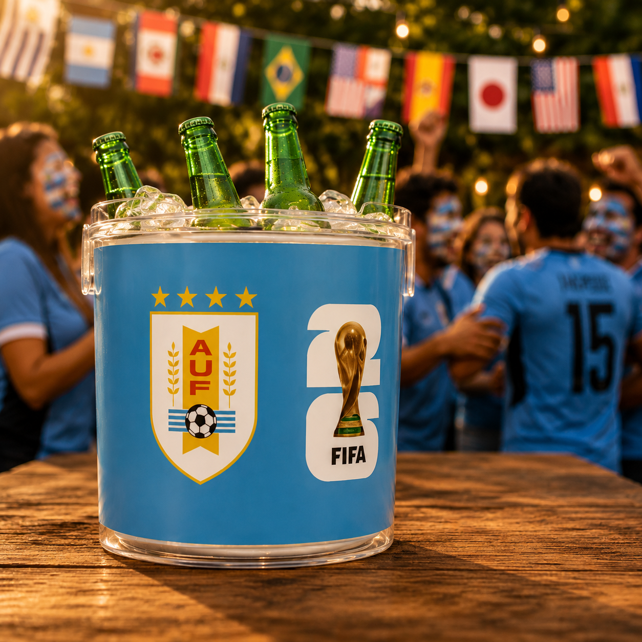 URUGUAY · FIFA World Cup 2026 Ice Bucket | Fan Party Cooler with Tongs | Soccer Watch Party Essential