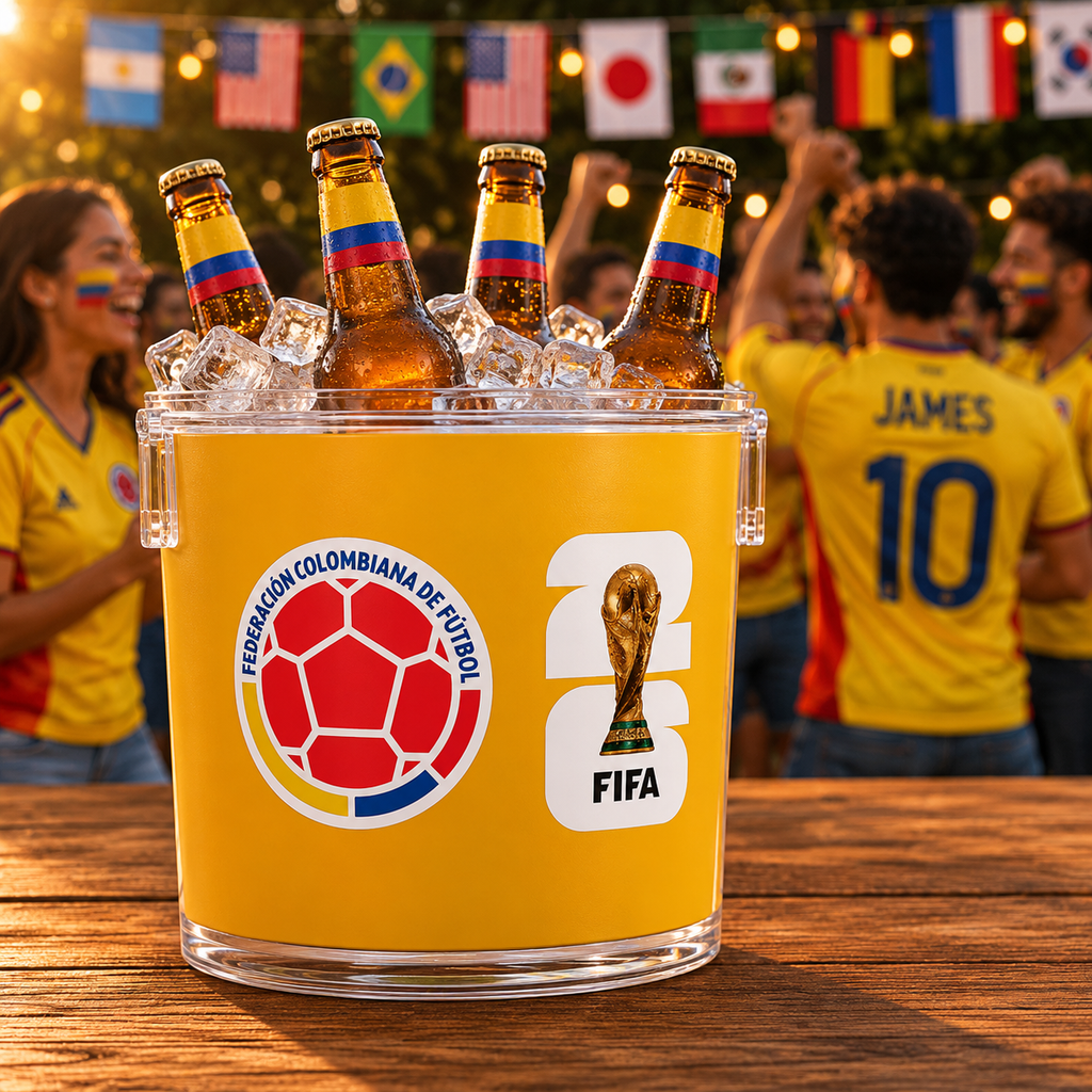COLOMBIA · FIFA World Cup 2026 Ice Bucket | Fan Party Cooler with Tongs | Soccer Watch Party Essential
