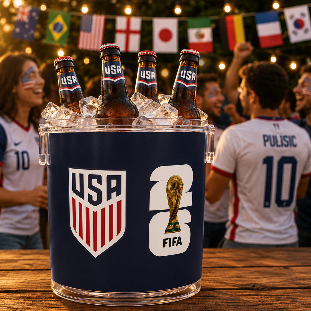 USA · FIFA World Cup 2026 Ice Bucket | Fan Party Cooler with Tongs | Soccer Watch Party Essential