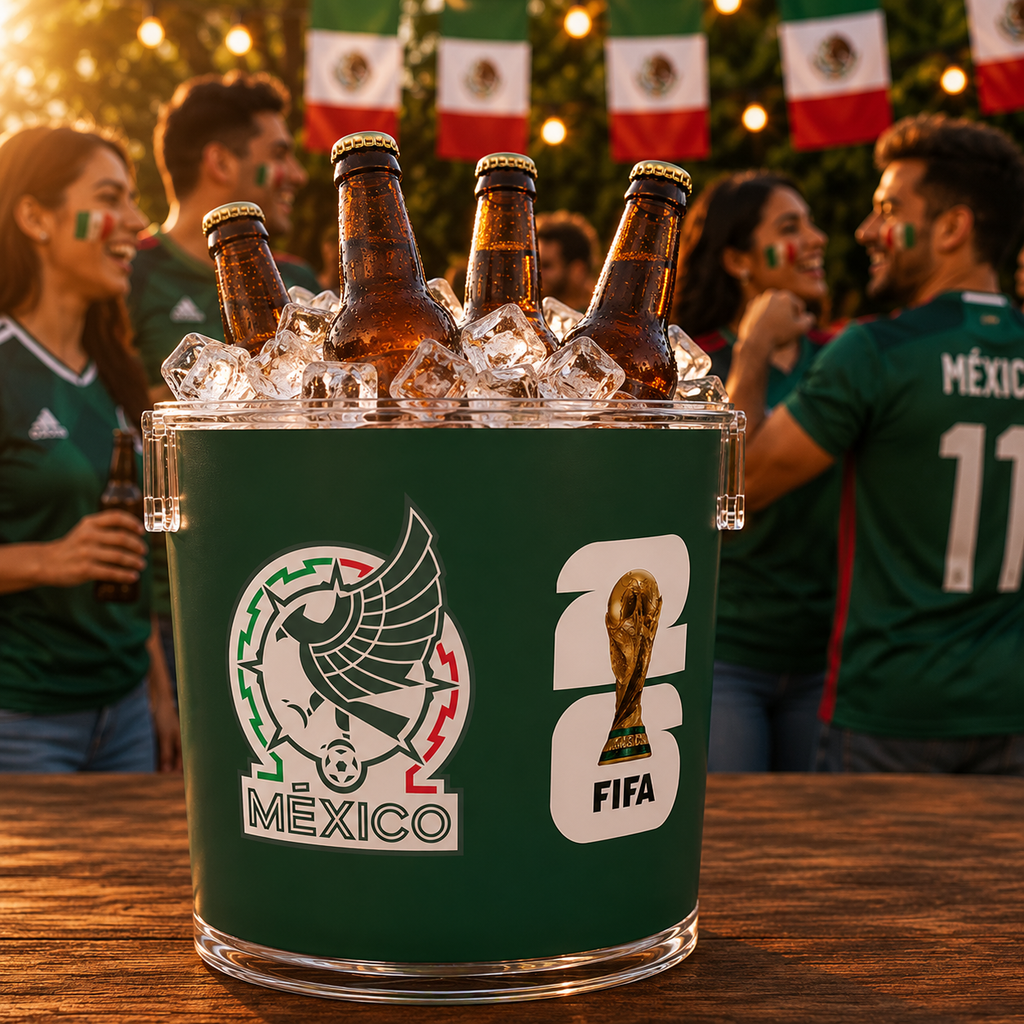 MEXICO · FIFA World Cup 2026 Ice Bucket | Fan Party Cooler with Tongs | Soccer Watch Party Essential