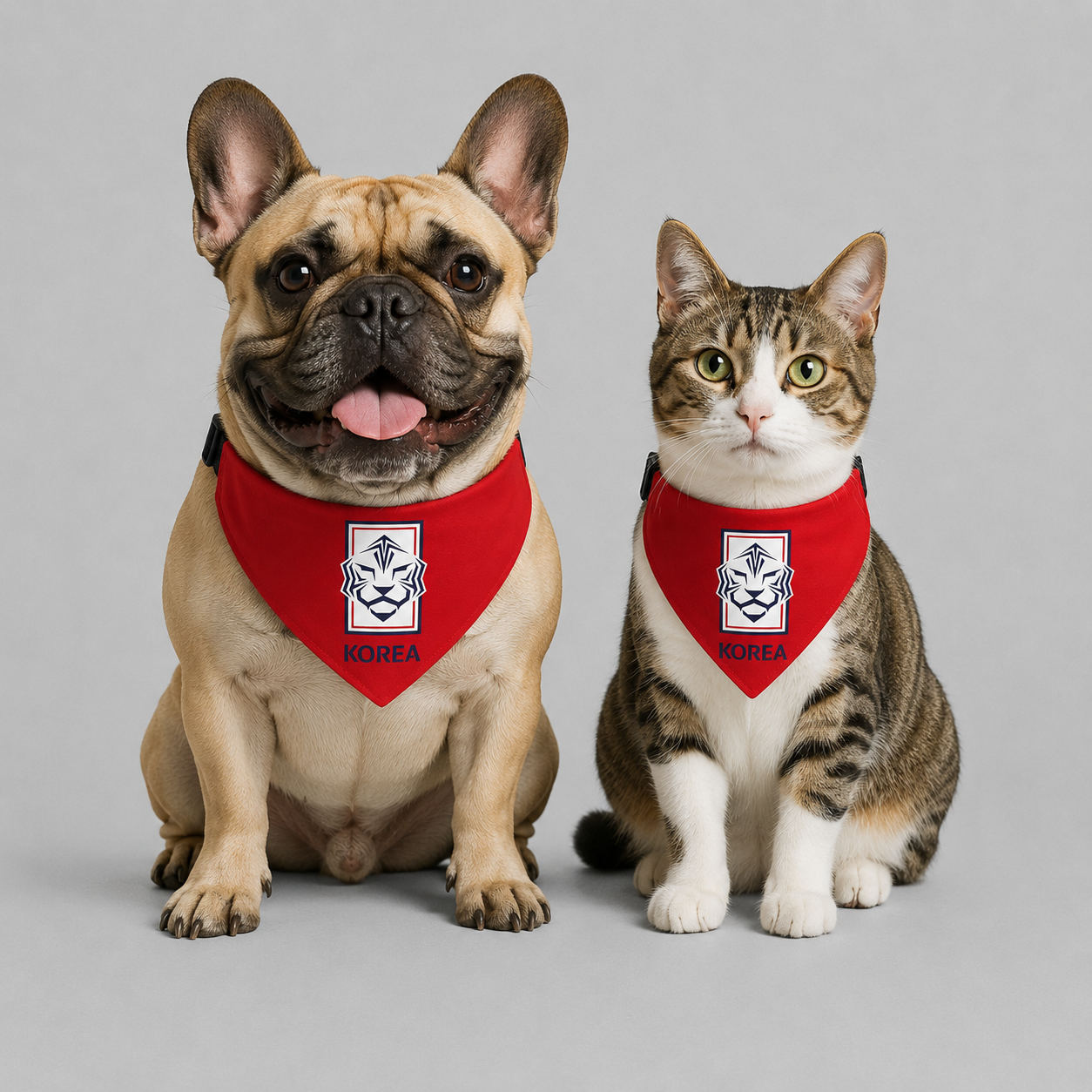 KOREA Soccer Pet Bandana – Clip-On Dog & Cat Accessory | World Cup 2026 Fan Gift