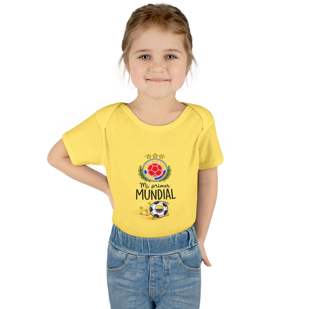 COLOMBIA Baby Onesie "Mi Primer Mundial" – World Cup 2026 Infant Bodysuit | Soccer Baby Gift