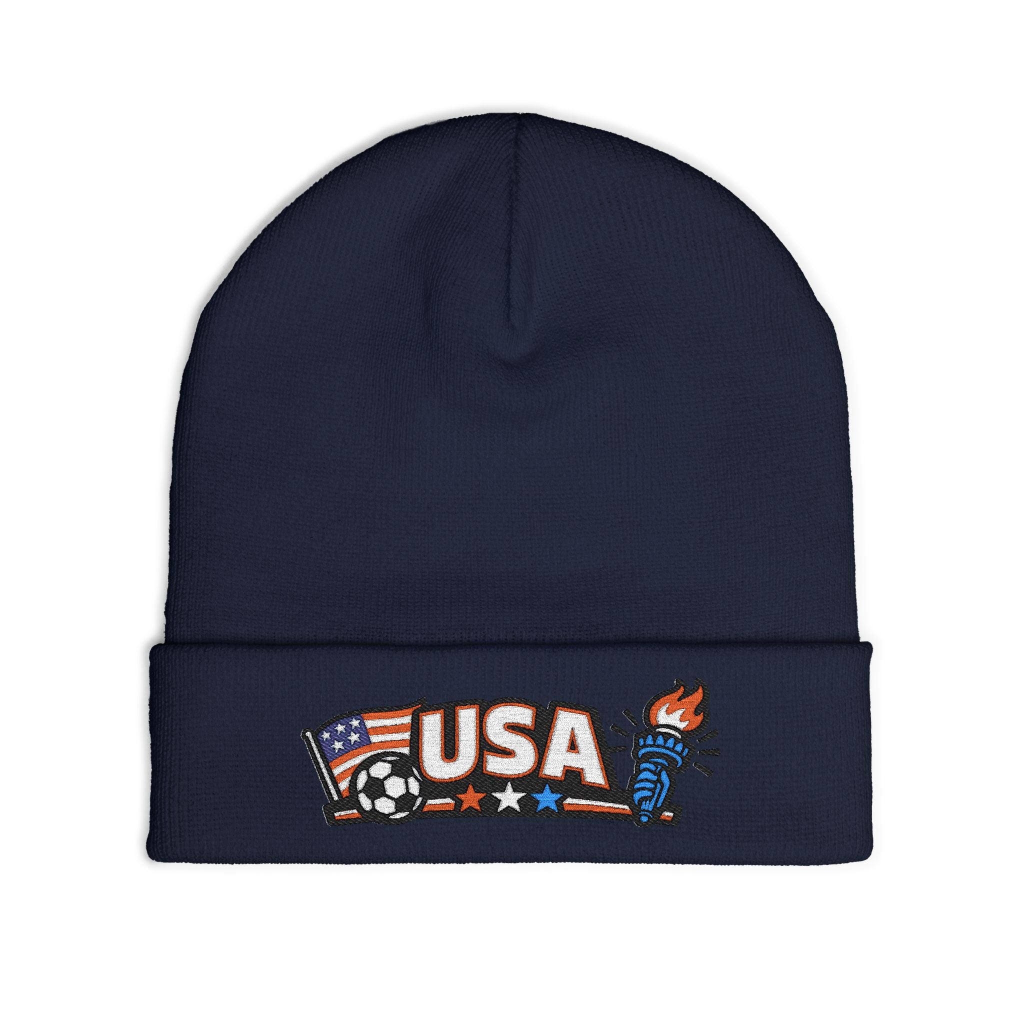 USA World Cup 2026 Beanie – Embroidered Soccer Fan Knit Hat | Liberty & Flag Design