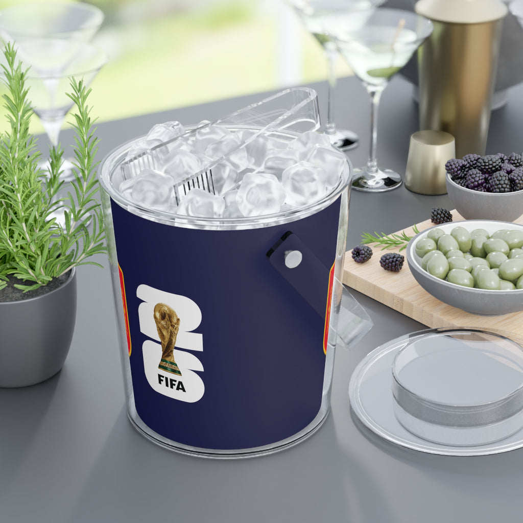 SPAIN · FIFA World Cup 2026 Ice Bucket | Fan Party Cooler with Tongs | Soccer Watch Party Essential