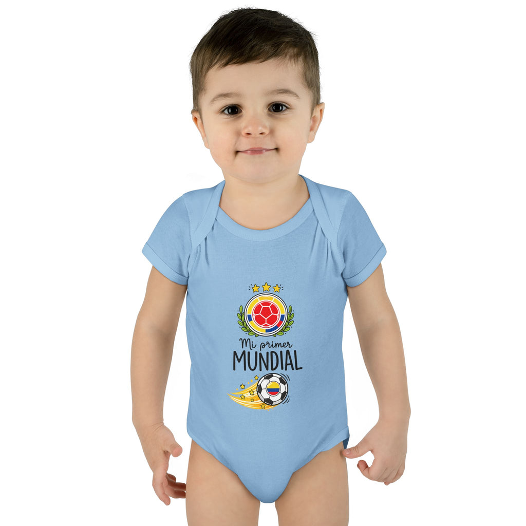 COLOMBIA Baby Onesie "Mi Primer Mundial" – World Cup 2026 Infant Bodysuit | Soccer Baby Gift