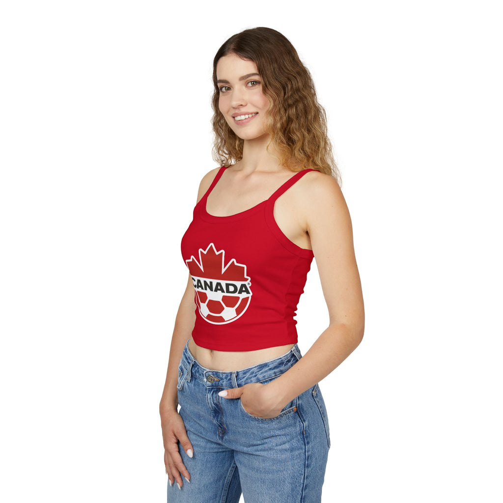 CANADA Soccer Crop Tank Top – Women's Spaghetti Strap | World Cup 2026 Fan Shirt