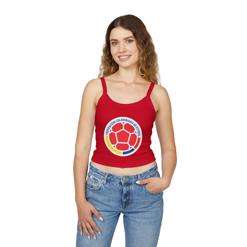 COLOMBIA Soccer Crop Tank Top – Women's Spaghetti Strap | World Cup 2026 Fan Shirt