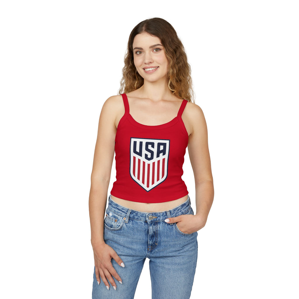 USA Soccer Crop Tank Top – Women's Spaghetti Strap | World Cup 2026 Fan Shirt