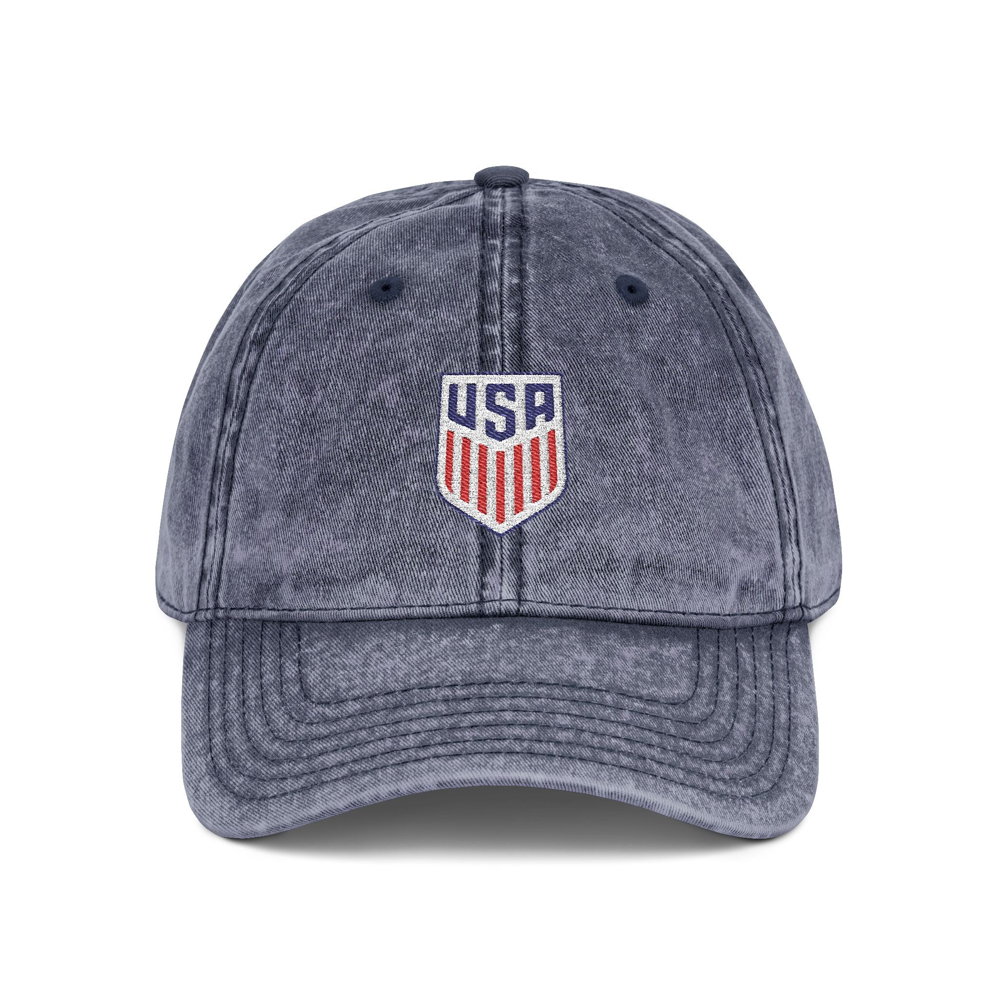 USA World Cup 2026 Vintage Baseball Cap – Embroidered Soccer Crest | Washed Dad Hat