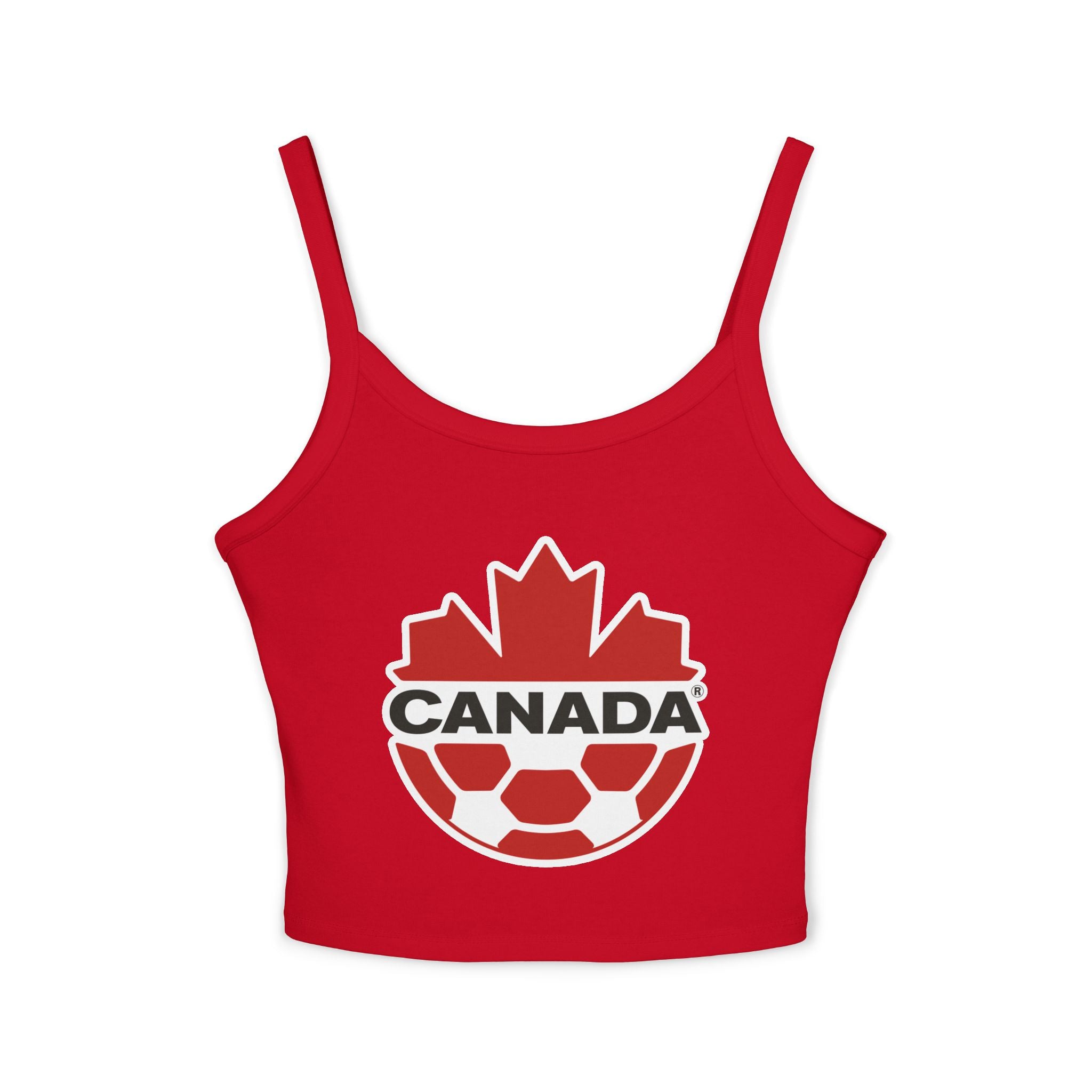 CANADA Soccer Crop Tank Top – Women's Spaghetti Strap | World Cup 2026 Fan Shirt