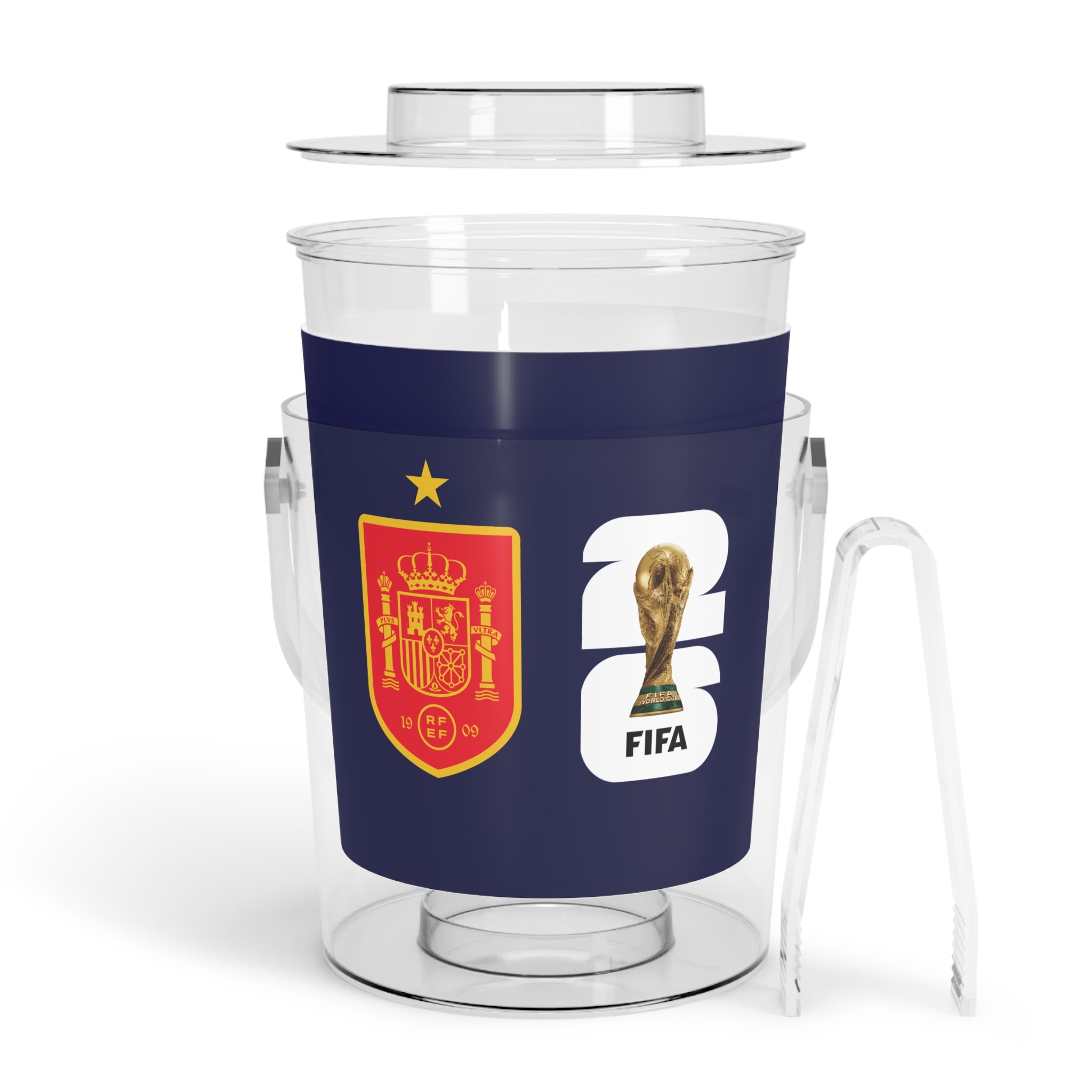 SPAIN · FIFA World Cup 2026 Ice Bucket | Fan Party Cooler with Tongs | Soccer Watch Party Essential