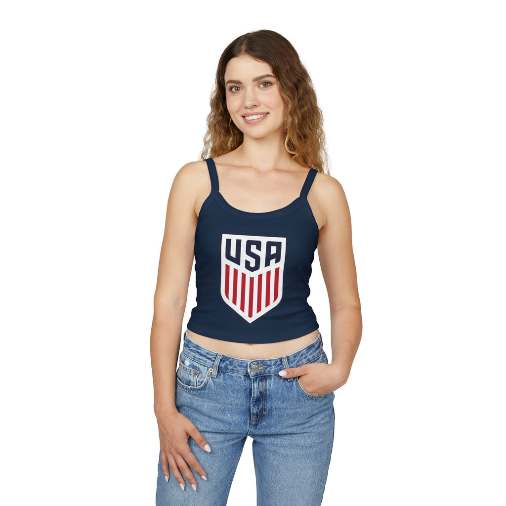 USA Soccer Crop Tank Top – Women's Spaghetti Strap | World Cup 2026 Fan Shirt