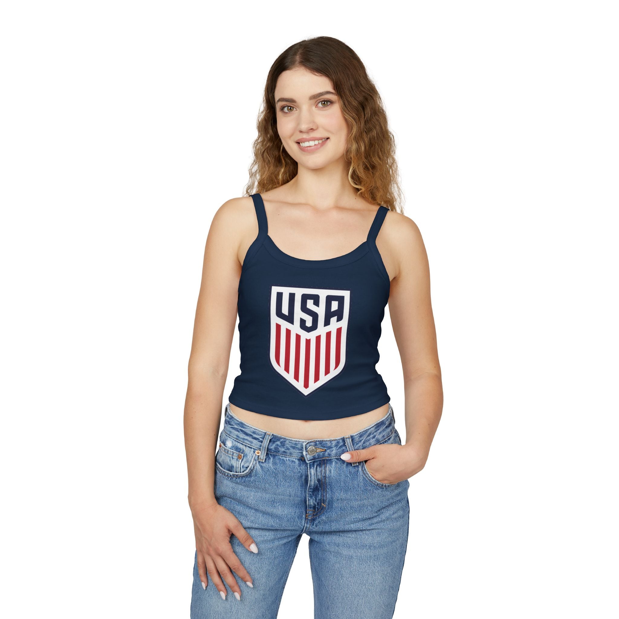 USA Soccer Crop Tank Top – Women's Spaghetti Strap | World Cup 2026 Fan Shirt