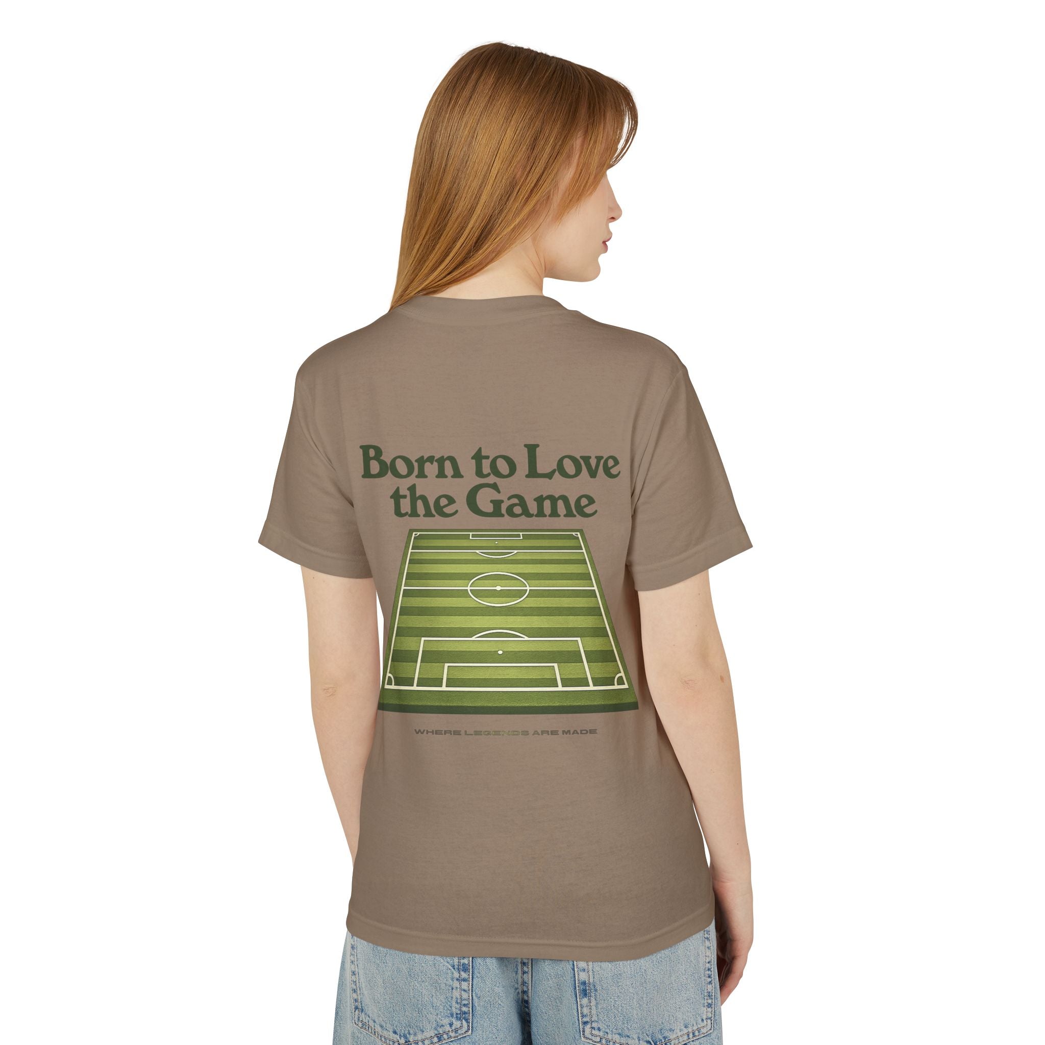 Unisex Born to Love the Game — Football Soccer Tee |  Football Pitch Graphic Shirt (Premium quality)