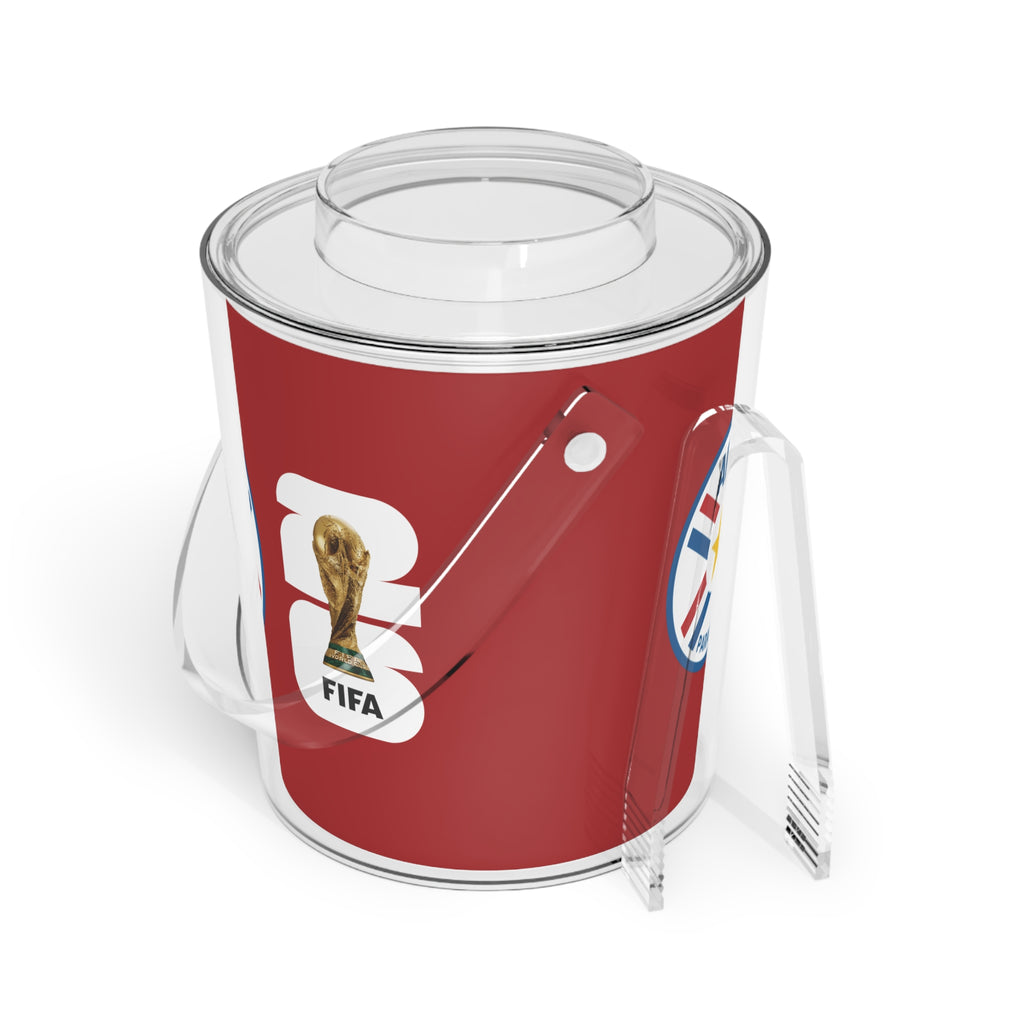 PARAGUAY · FIFA World Cup 2026 Ice Bucket | Fan Party Cooler with Tongs | Soccer Watch Party Essential