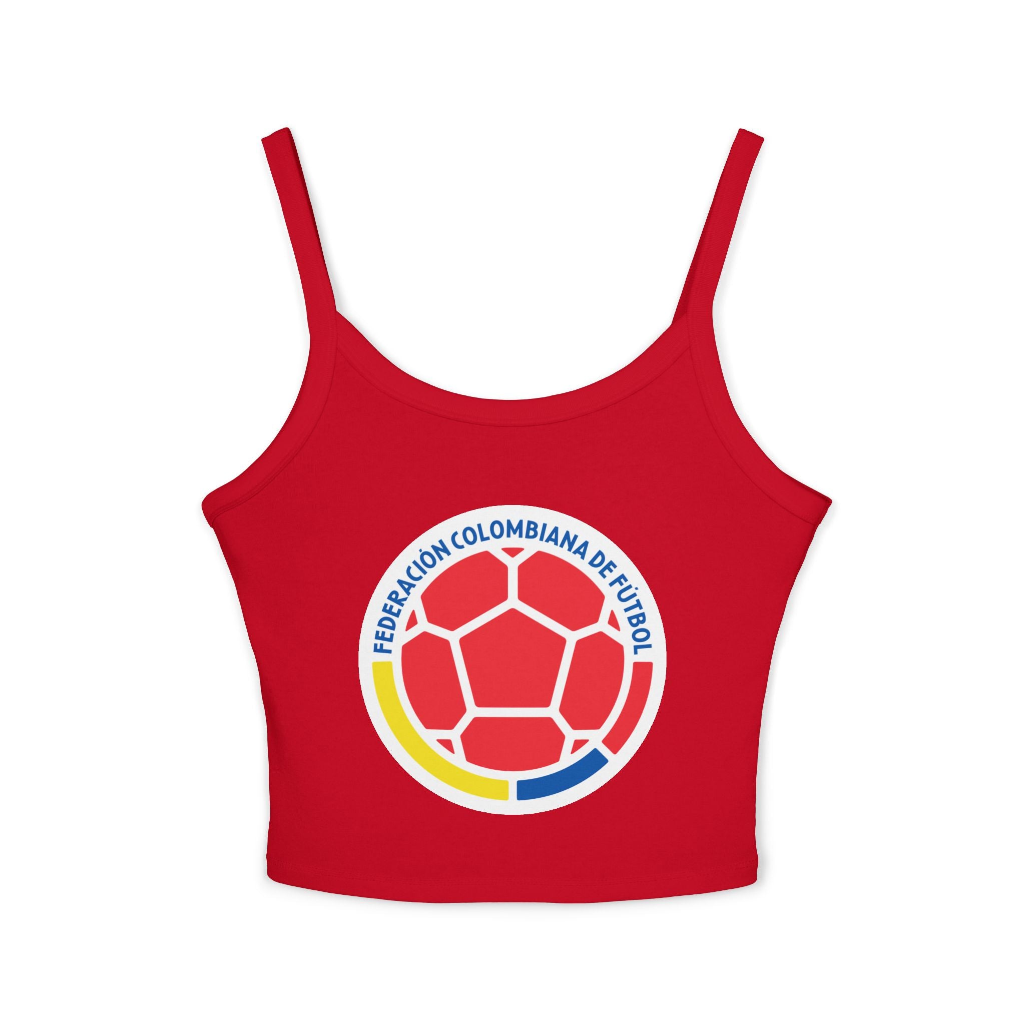 COLOMBIA Soccer Crop Tank Top – Women's Spaghetti Strap | World Cup 2026 Fan Shirt