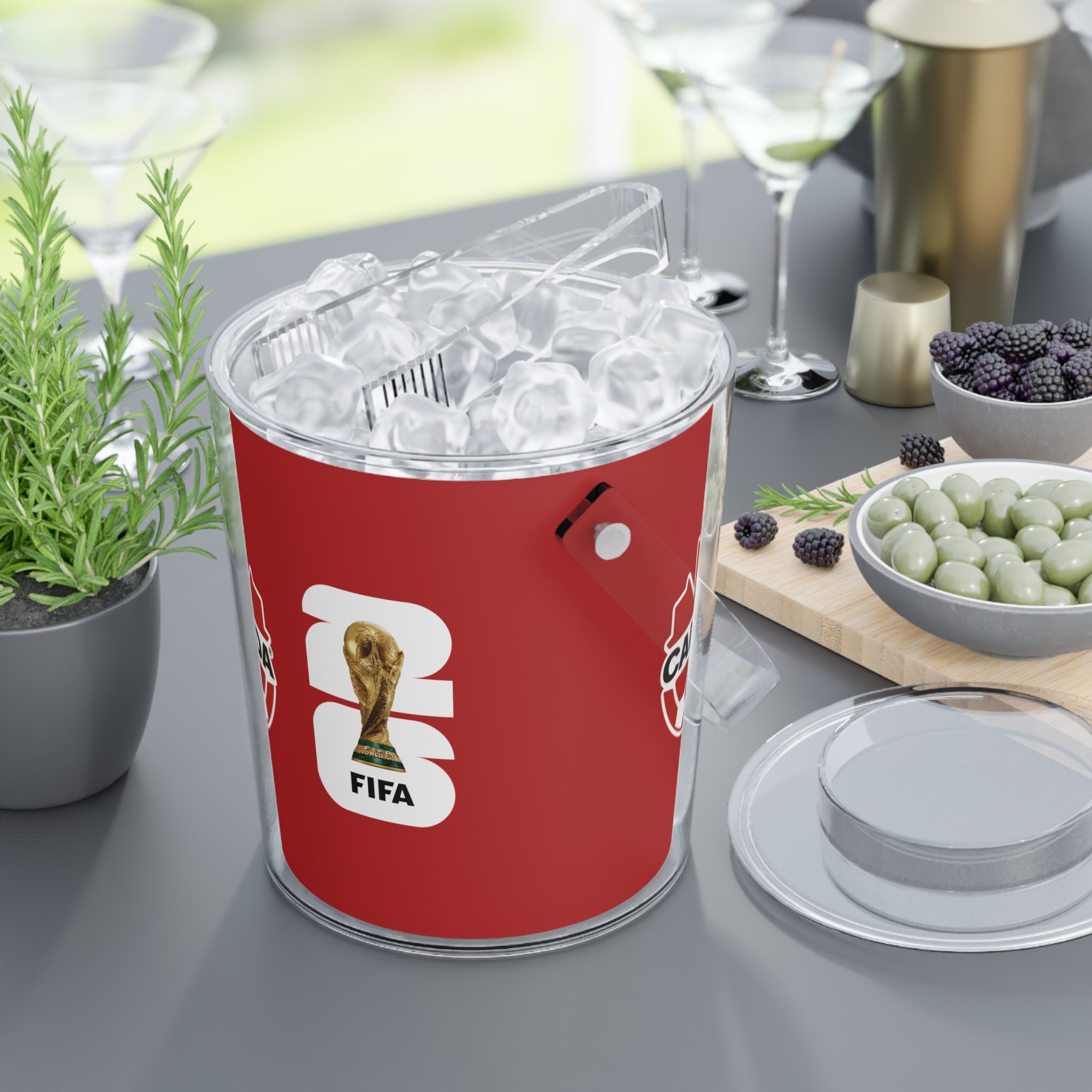 CANADA · FIFA World Cup 2026 Ice Bucket | Fan Party Cooler with Tongs | Soccer Watch Party Essential